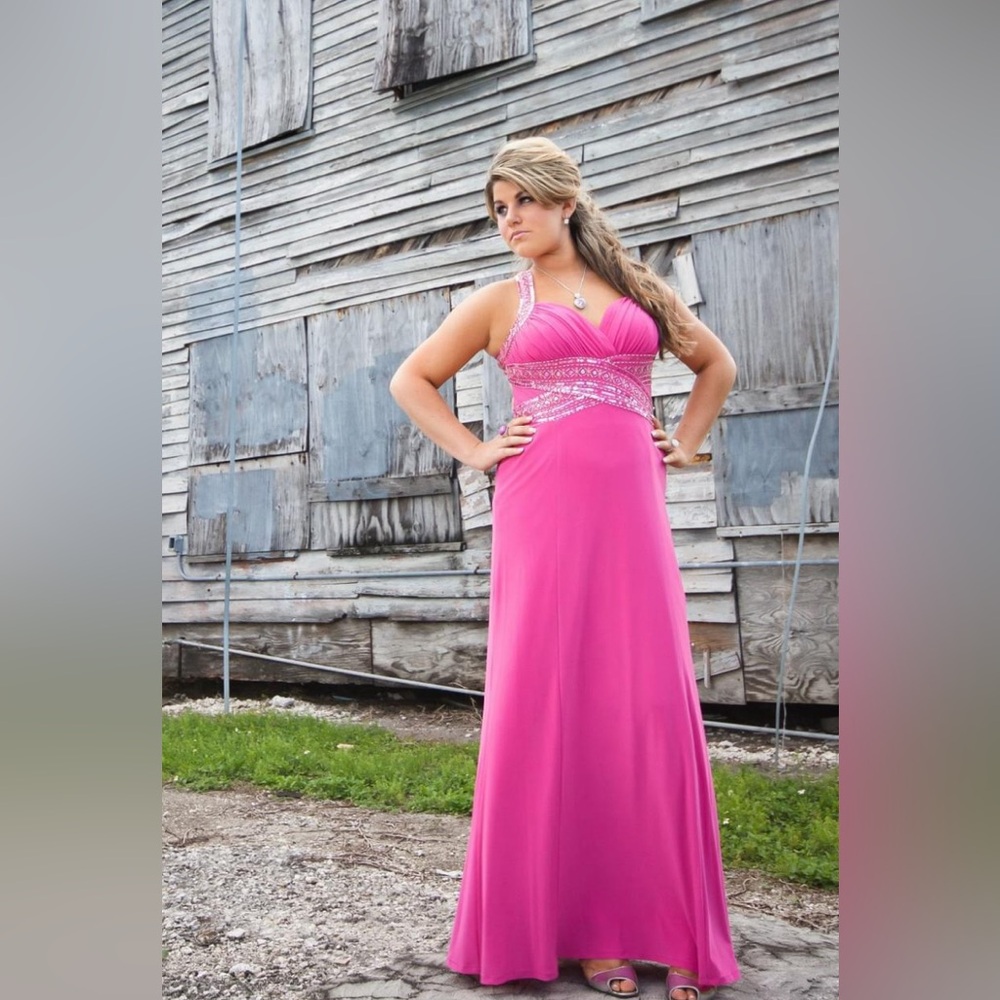 Beautiful evening dress pink and green
